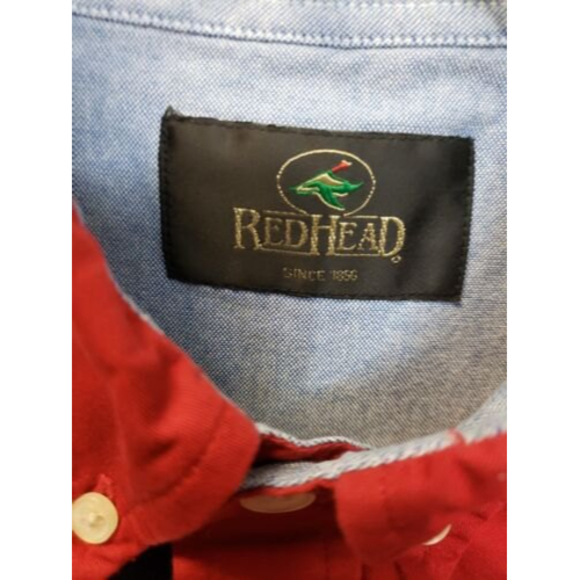 Redhead button flag Shirt Stars Stripes L America Patriotic USA Red White Blue - Picture 2 of 10